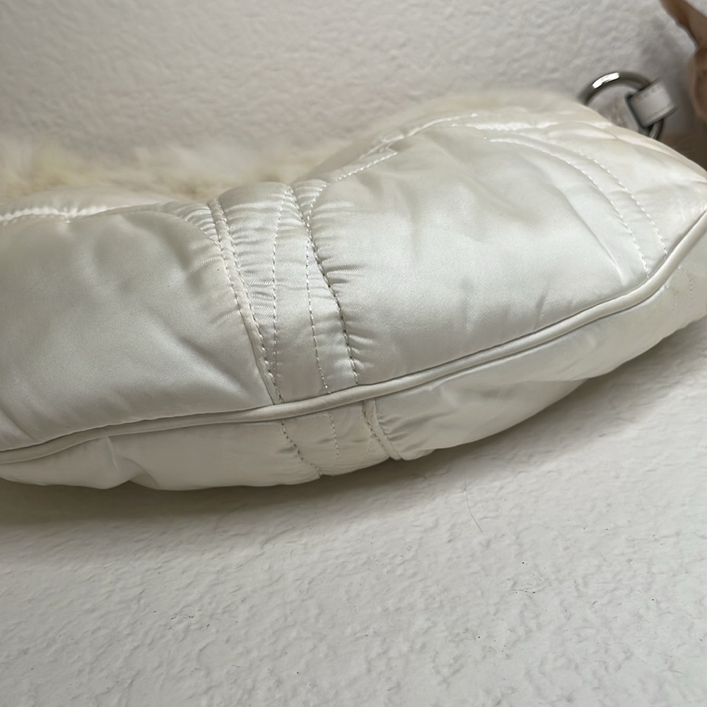 Vintage Y2K Coach Ivory Real Rabbit Fur-Trimmed Hobo Shoulder Bag - Picture 16 of 16
